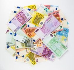 Obraz na płótnie Canvas euro banknote money finance concept cash on white background