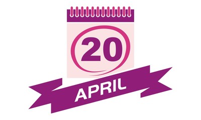 20 April Calendar with Ribbon
