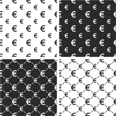 Euro Currency Sign Big & Small Seamless Pattern Set