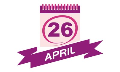 26 April Calendar with Ribbon