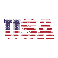 United States of America Text Graphic Logo with American Flag vector illustration