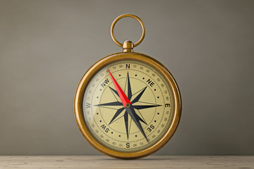 Antique Vintage Brass Compass. 3d Rendering