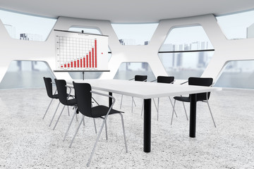 Abstract Bright Office Meeting Room. 3d Rendering