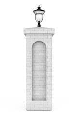 Brick Column with Street Lamp. 3d Rendering