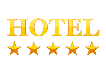 Five Golden Stars Hotel Sign. 3d Rendering