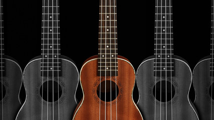 Fototapeta na wymiar The brown ukulele, clipping path