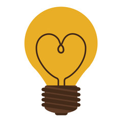 silhouette electric bulb with resistenc ein heart shape vector illustration