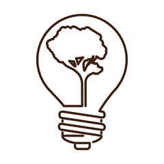 silhouette bulb with tree shape flat icon vector illustration