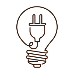 silhouette light bulb flat icon with plug shape vector illustration
