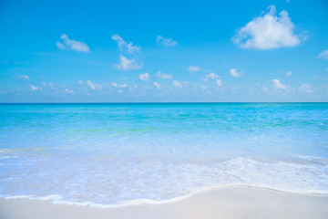 Fototapeta na wymiar Beautiful landscape tropical beach with blue sky at Phuket province, Southern of Thailand