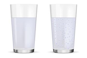 Glass of still and sparkling water