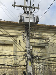 A tangle of cables and wires