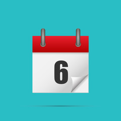 Calendar icon. Calendar date - 6th