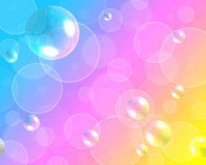 Background with bokeh and 3d air bubbles