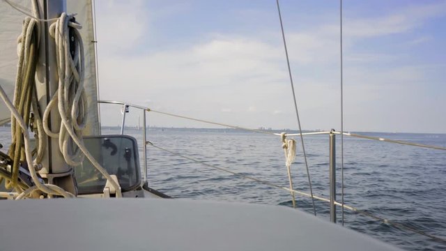 sailboat 4k floating in lake ontatio leasure in summer sunny
