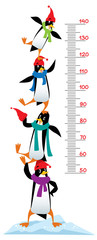 Obraz premium Meter wall or height chart with Funny penguins