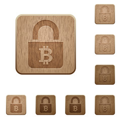 Locked Bitcoins wooden buttons