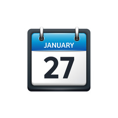 January 27. Calendar icon.Vector illustration,flat style.Month and date.Sunday,Monday,Tuesday,Wednesday,Thursday,Friday,Saturday.Week,weekend,red letter day. 2017,2018 year.Holidays.