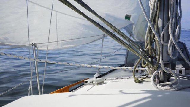 sailboat 4k floating in lake ontatio leasure in summer sunny