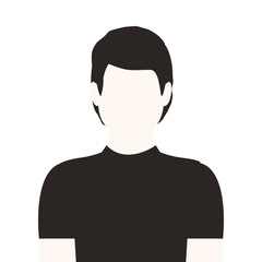 monochrome half body man without face vector illustration