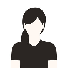 monochrome half body woman with long hair without face vector illustration