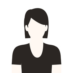 monochrome half body woman with short hair without face vector illustration