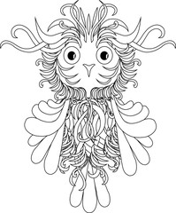 Obraz premium Black and white stylized owl, zentangle stock vector illustration