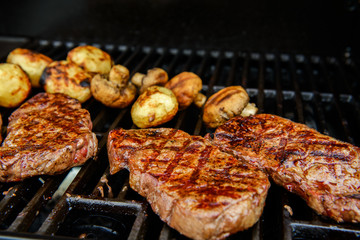 grilled rump steak on barbecue