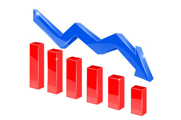 Financial chart, indication arrow