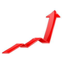 Red arrow. Financial sign, rising trend