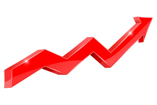 Red Arrow Chart. Slow Rising Trend, Financial Statistics