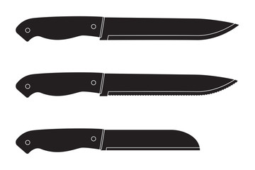 Kitchen knife. Set of silhouette icons