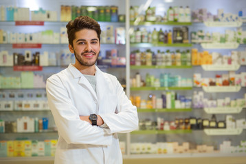 Portrait of a male pharmacist at pharmacy