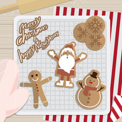 Christmas and New year Kitchen baking cookies vector