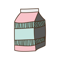 colorful silhouette with milk carton vector illustration