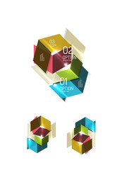 Set of abstract geometric paper graphic layouts