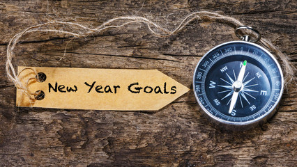 New Year Goals Text With Compass.