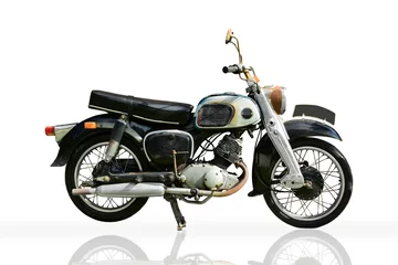 Foto op Canvas Classic Motorbike isolated on white background. The Vintage old motorcycle. © BLKstudio