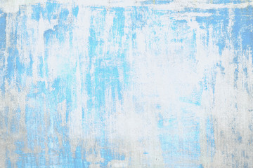 Old Damaged Cracked Paint Wall, Grunge Background, blue color