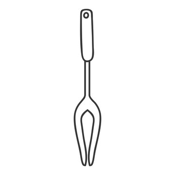silhouette monochrome with carving fork vector illustration