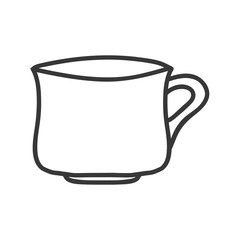 silhouette monochrome with porcelain cup vector illustration