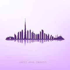 Fototapeta premium united arab emirates skyline silhouette ,Dubai and Abu dhabi buildings
