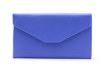 blue clutch bag isolated on white