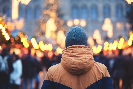 Man In Christmas Market