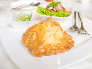 Omelets prawn and grilled pork