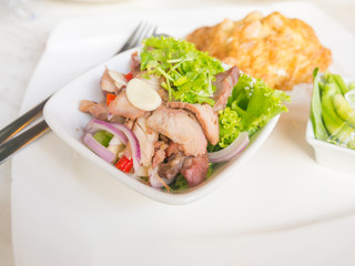 Omelets prawn and grilled pork