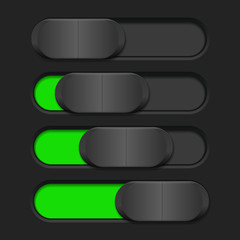 User interface slider. Green and black control bar