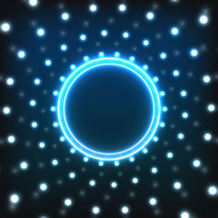 Neon, glowing circle on abstract background