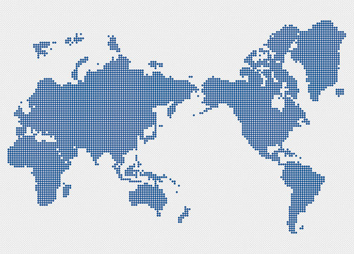 世界地図　ドットアート　カラー