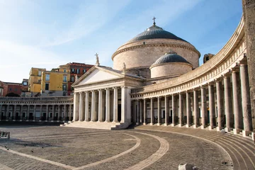 Foto op Plexiglas Napels Piazza Plebiscito, Basiliek van San Francesco di Paola, Napels, Italië